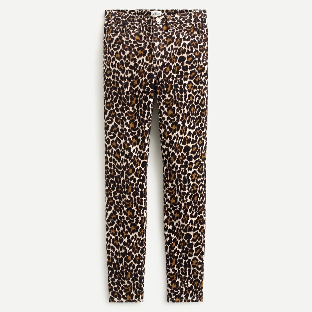 J. Crew Toothpick Corduroy Leopard Print Pants